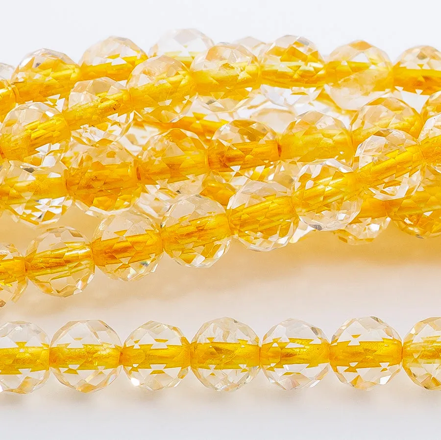 Citrine 5mm Faceted Round 15-16 Inch