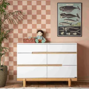 DaDaDa Bliss 6-Drawer Dresser, White / Natural