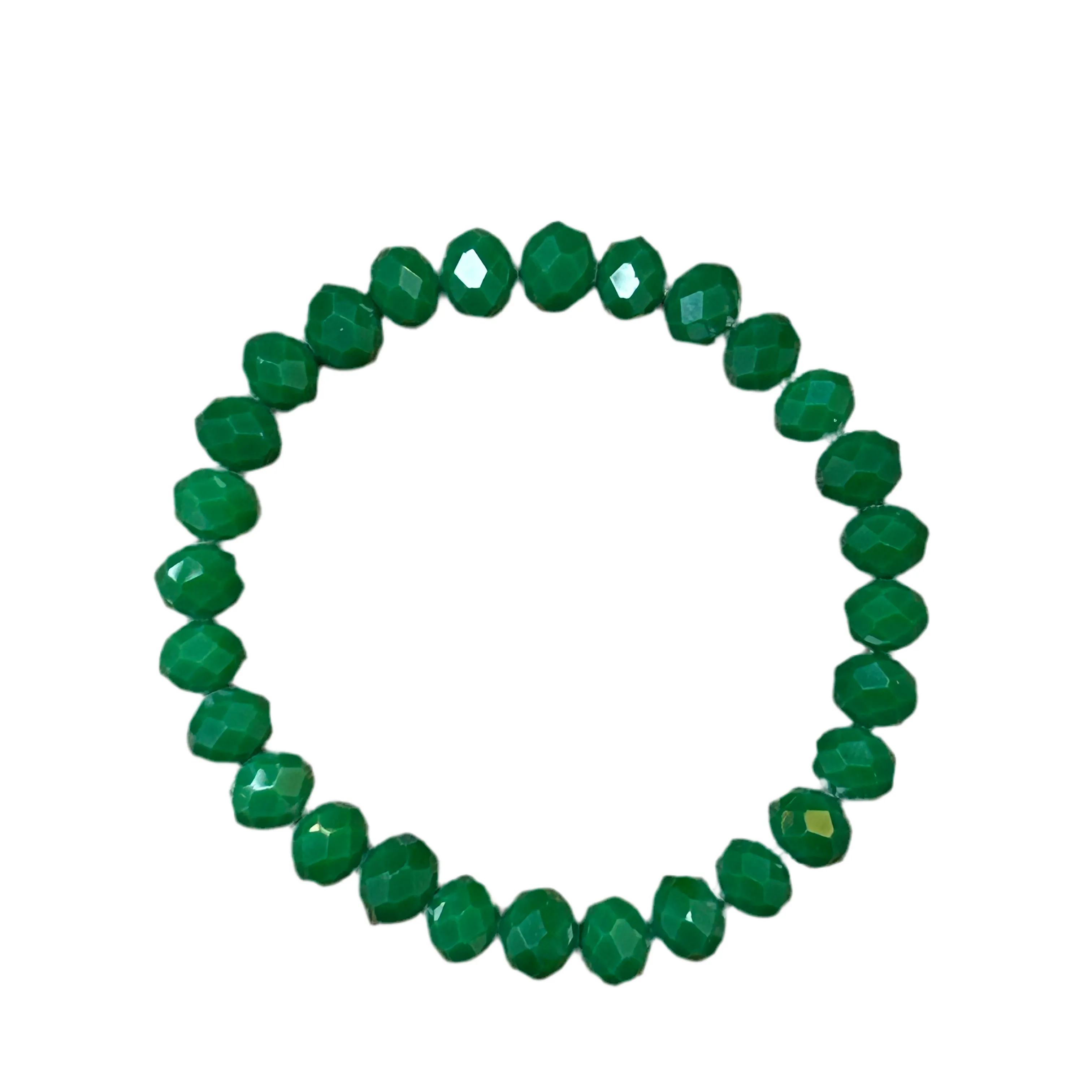 Dark Emerald Green Faceted Rondelle 8mm Bracelet