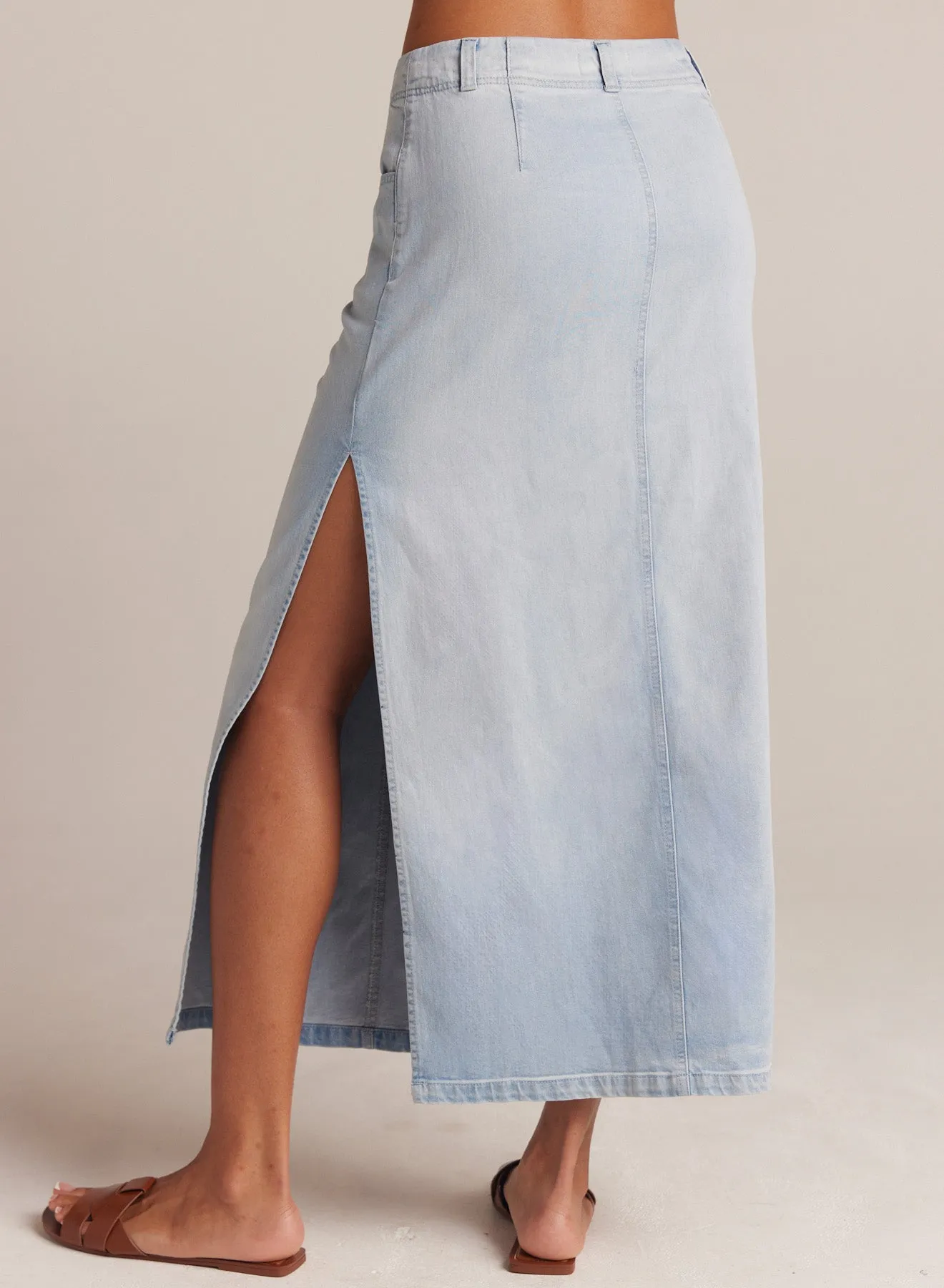 Indigo Side Slit Skirt - Ocean Mist Wash