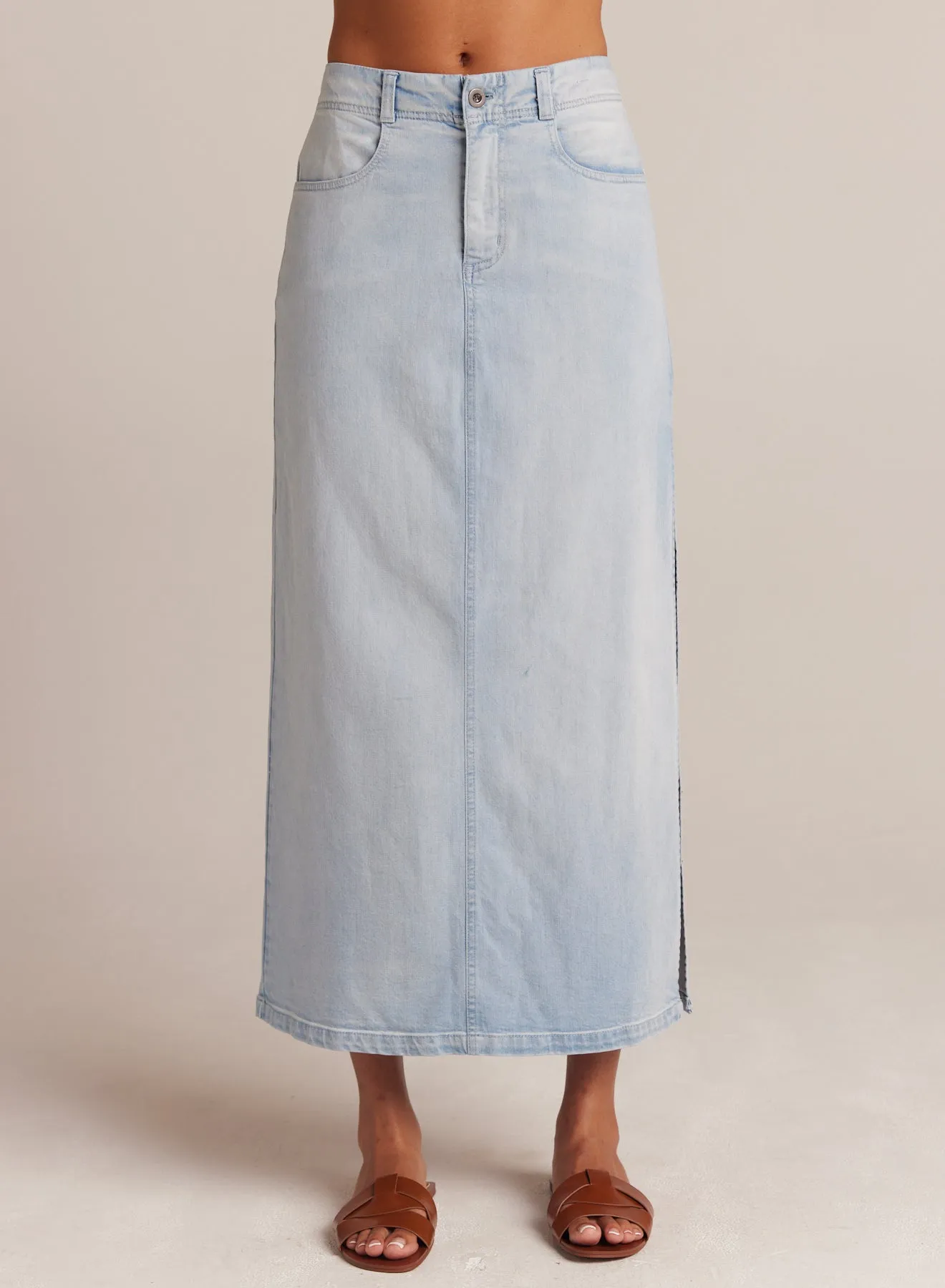 Indigo Side Slit Skirt - Ocean Mist Wash