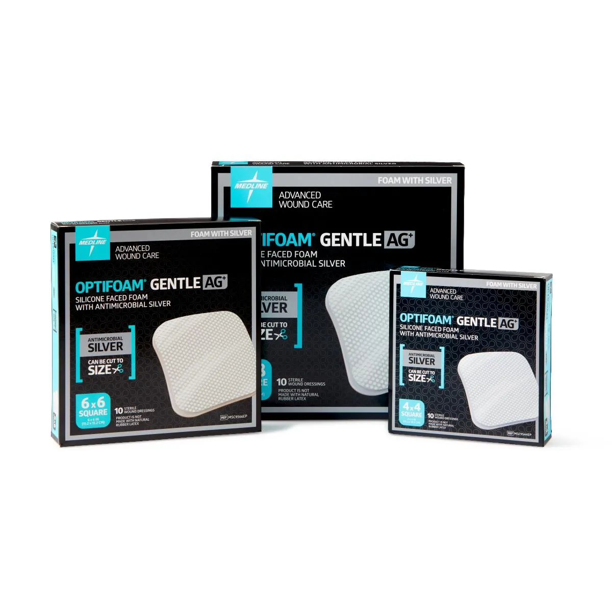 Medline Optifoam Gentle Silicone & Antimicrobial Silver Foam Dressings