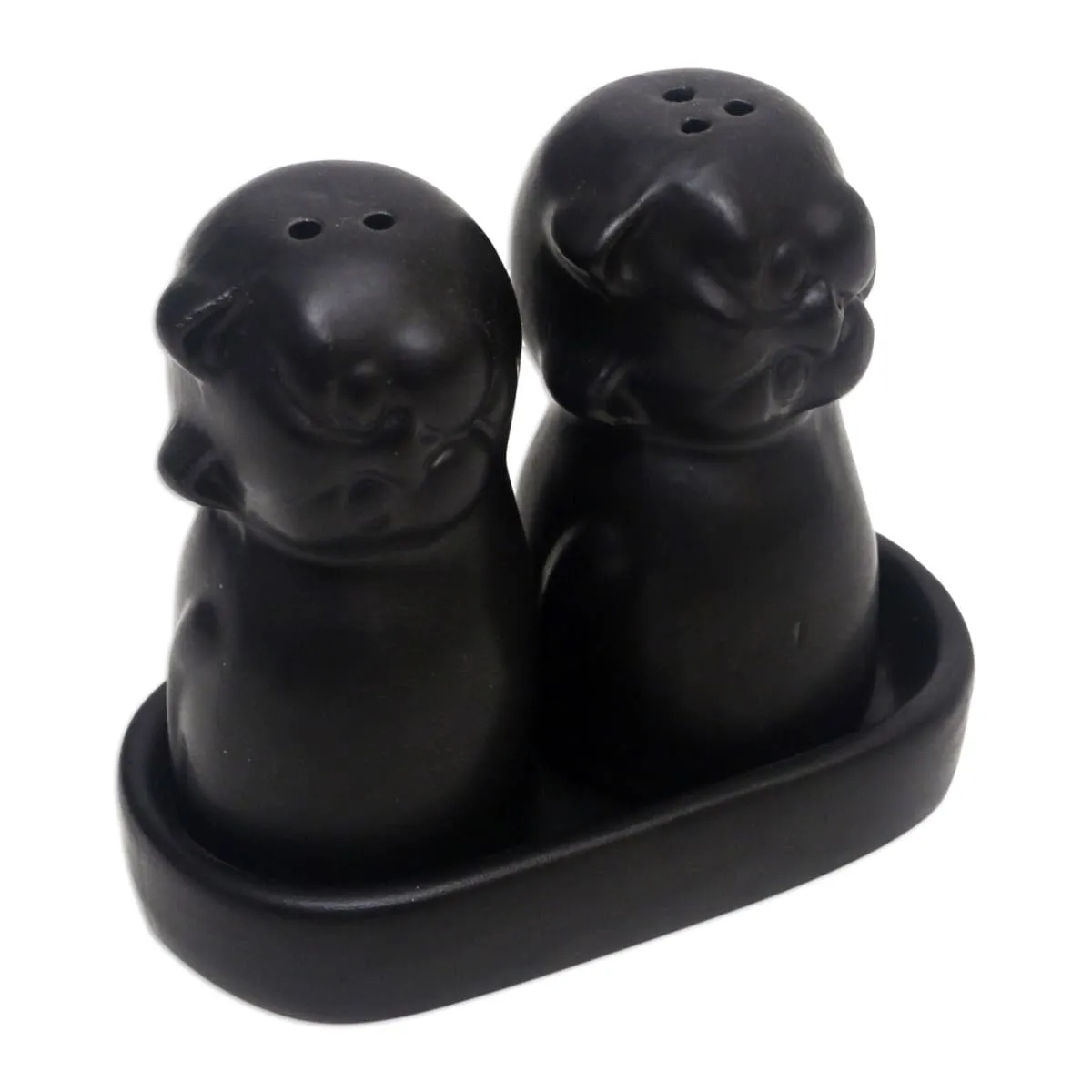 Novica Dark Felines Ceramic Salt And Pepper Set