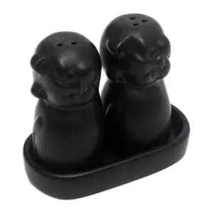 Novica Dark Felines Ceramic Salt And Pepper Set