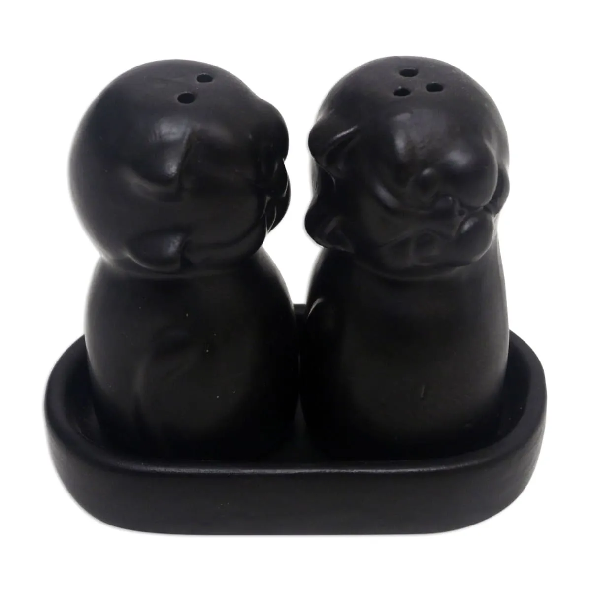 Novica Dark Felines Ceramic Salt And Pepper Set