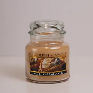 Salted Caramel Cone Scented Candle -16 oz, Double Wick, Cheerful Candle