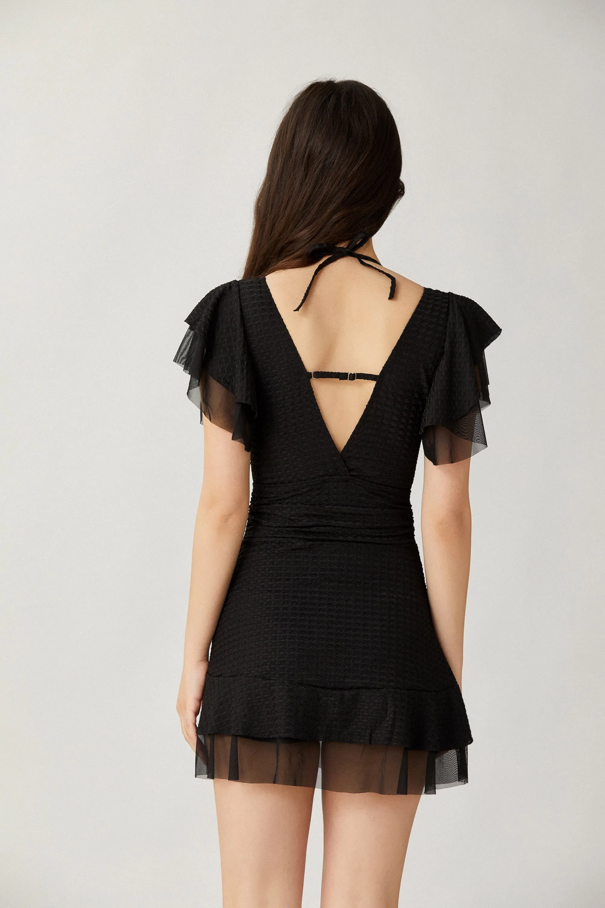 Sylphide |  Modeste Black Ruffled One-Piece Swimsuit