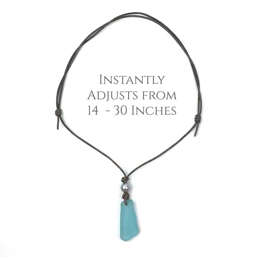 Tapered Dark Amber Sea Glass Leather Necklace  - it's a Bottle Bottom! | #1425