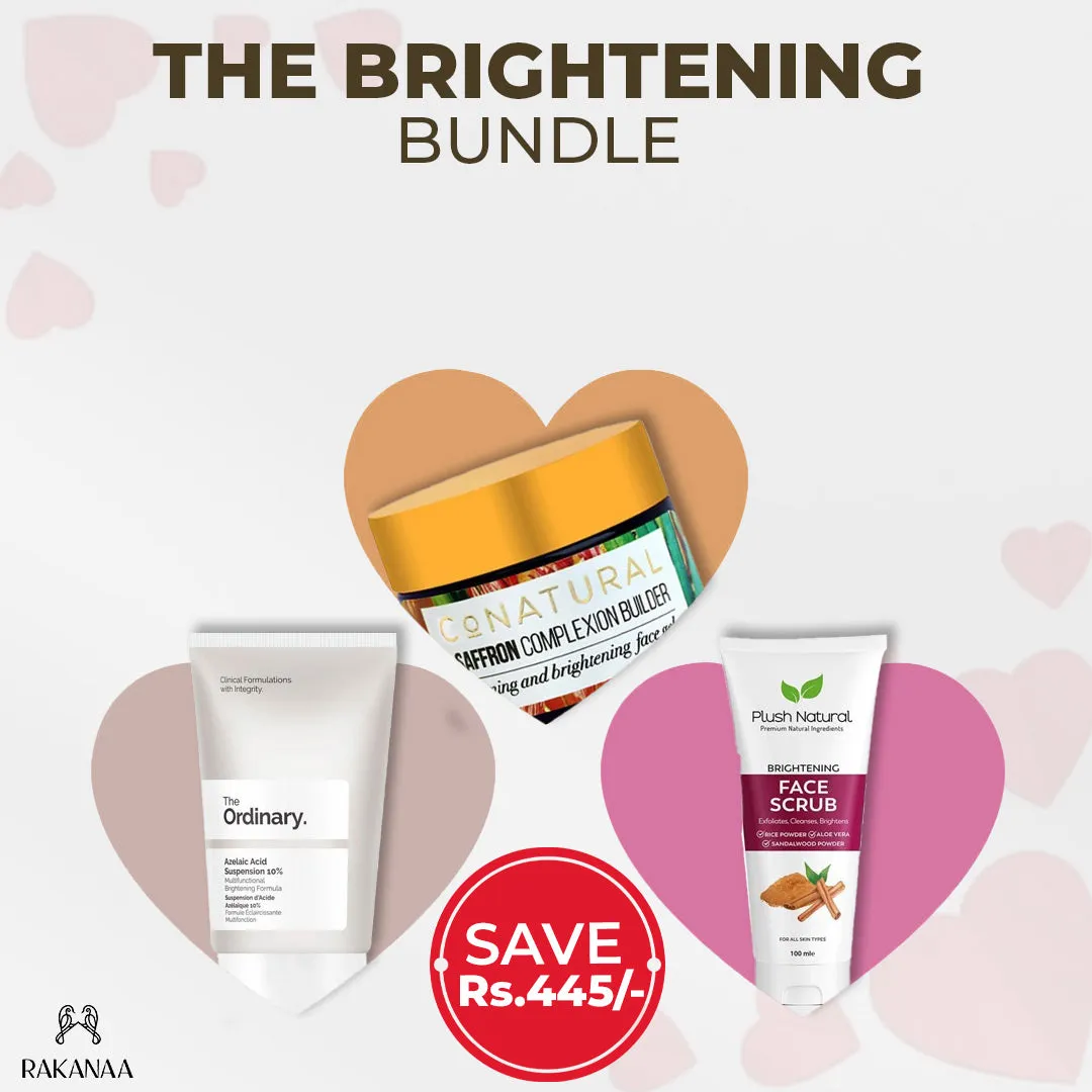 The Brightening Bundle ( Plush Natural Brightening Face Scrub, Saffron Complexion Builder, The Ordinary Azelaic Acid Suspension 10% )