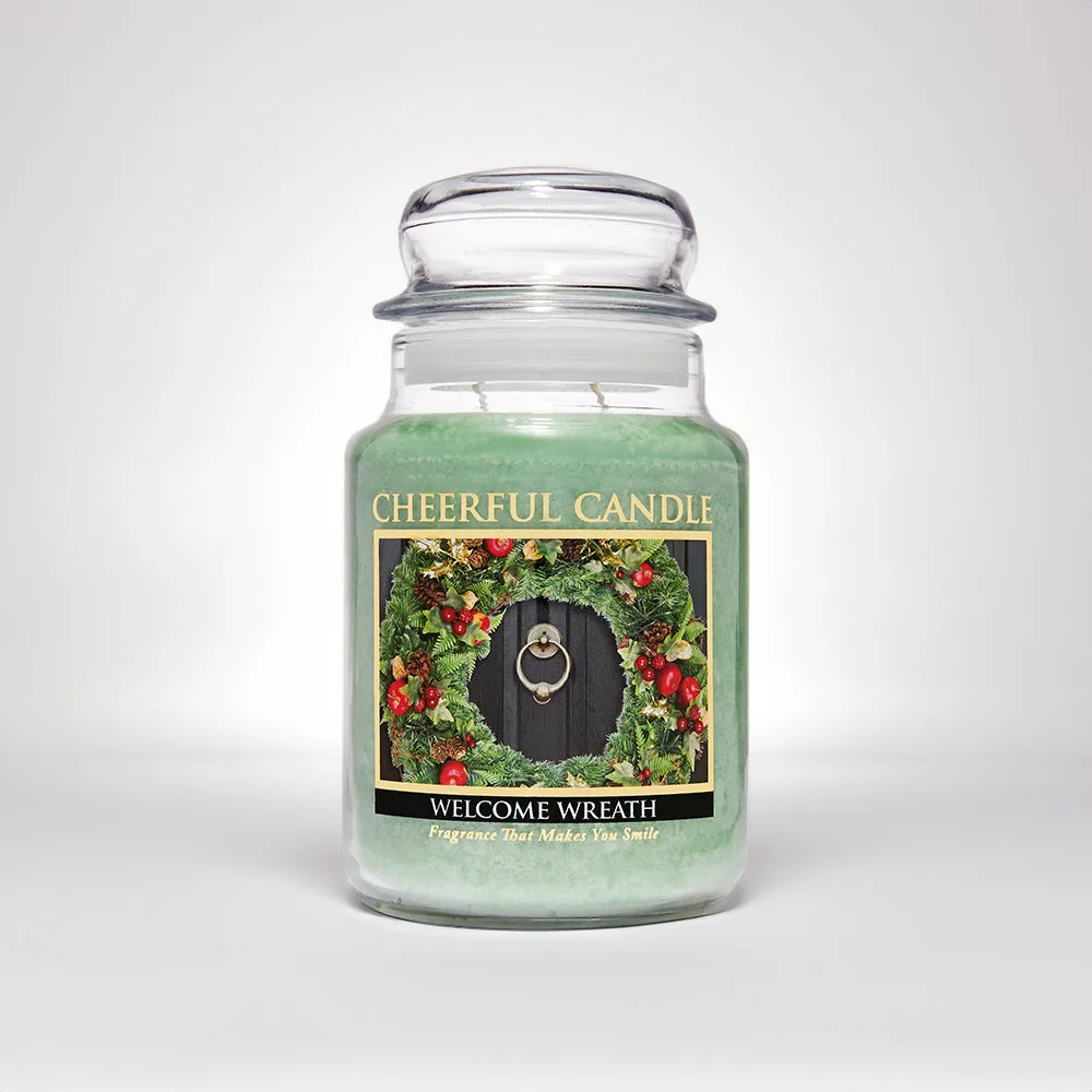 Welcome Wreath Scented Candle -24 oz, Double Wick, Cheerful Candle