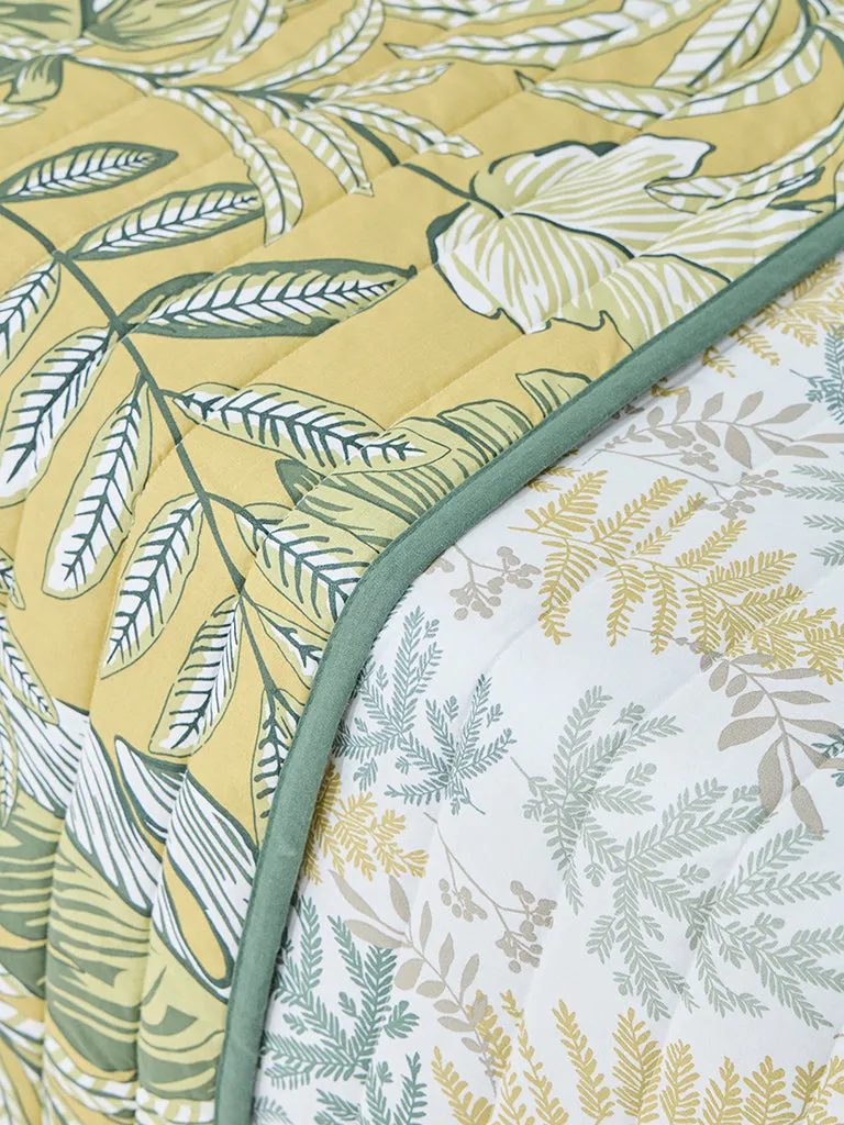 Westside Home Yellow Botanical Printed Single Bed Quilted Comforter