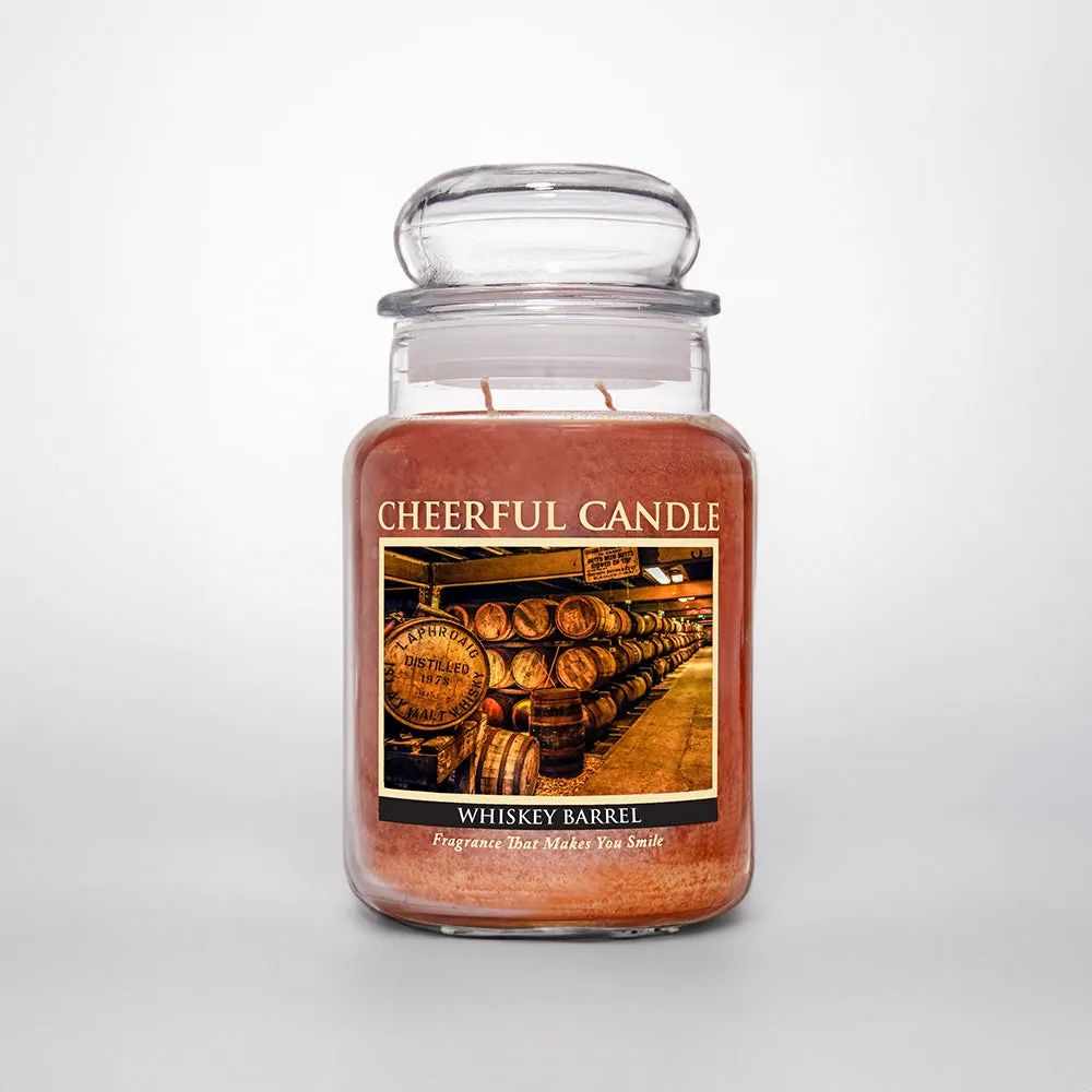 Whiskey Barrel Scented Candle -24 oz, Double Wick, Cheerful Candle